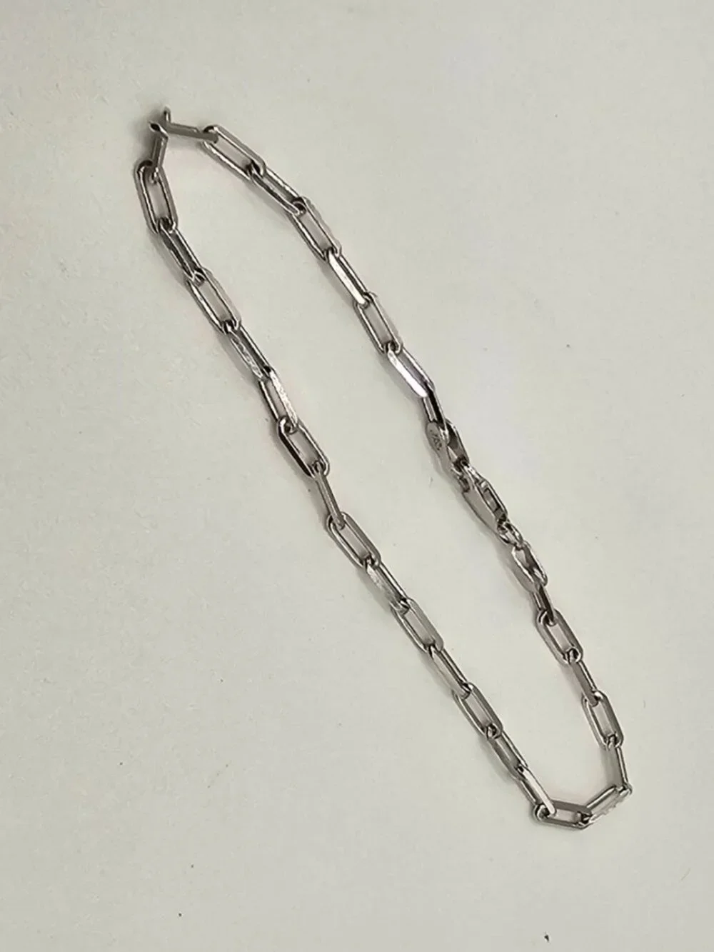 Sterling Silver 925 Rhodium Plated Paperclip Bracelet 2.8mm 8 inches